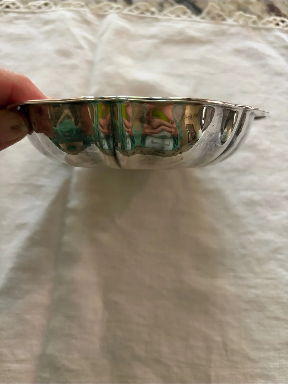 Elegant Silver Plated Scalloped Nut Bowl